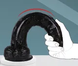 Black Realistic Dildo – 16 cm Bendable Waterproof Suction Cup Dildo — thumbnail 3 of 12