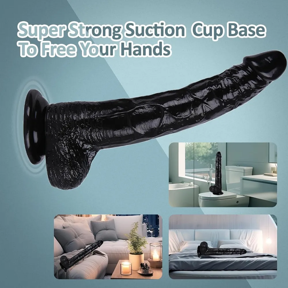 Black Realistic Dildo – 16 cm Bendable Waterproof Suction Cup Dildo — image 5 of 12