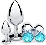 Jeweled Metal Anal Plug Set – S/M/L Polished Metal Anal Plugs — thumbnail 1 of 8