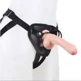 Leather Strap-On Dildo Harness – Wearable Realistic Dildo 19 cm — thumbnail 1 of 4