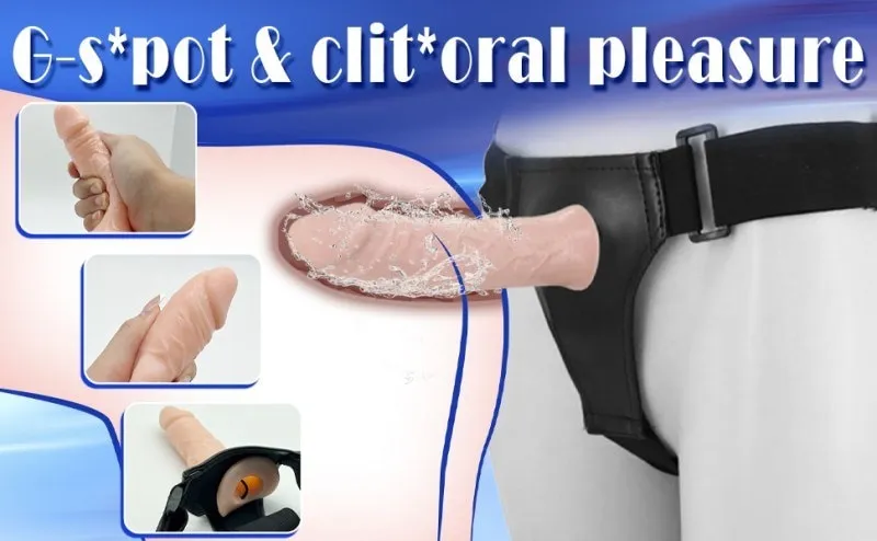 Leather Strap-On Dildo Harness – Wearable Realistic Dildo 19 cm — image 2 of 4