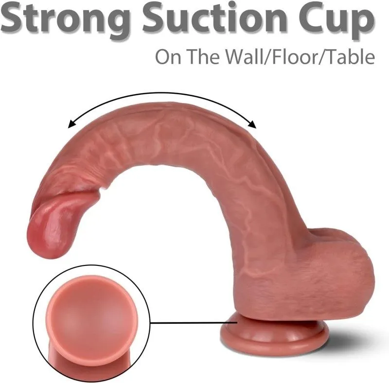 Liquid Silicone Realistic Dildo – 17 cm Bendable Suction Cup Dildo — image 3 of 10