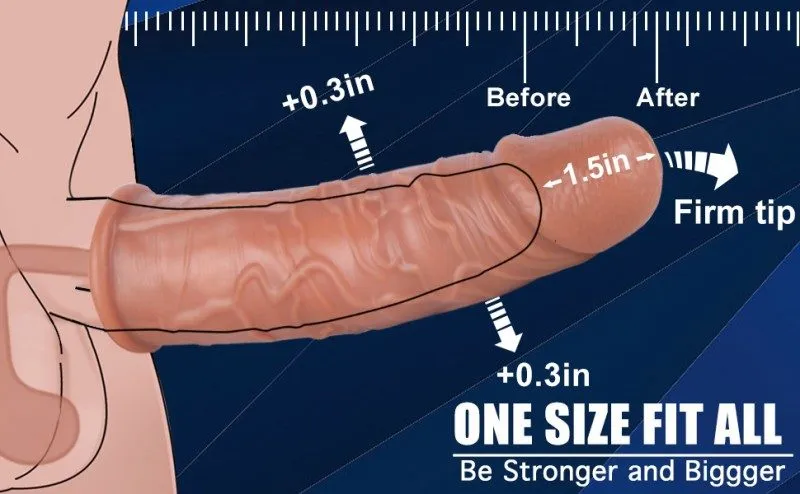 Realistic Penis Sleeve – 18 cm Hollow Flesh-Tone Sleeve with Firm Tip — image 3 of 7