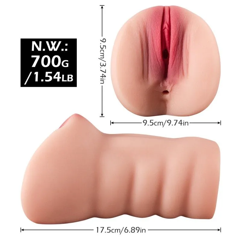 Two-Hole Dual Channel Male Masturbator — 17.5 cm, 700 g — image 2 of 7