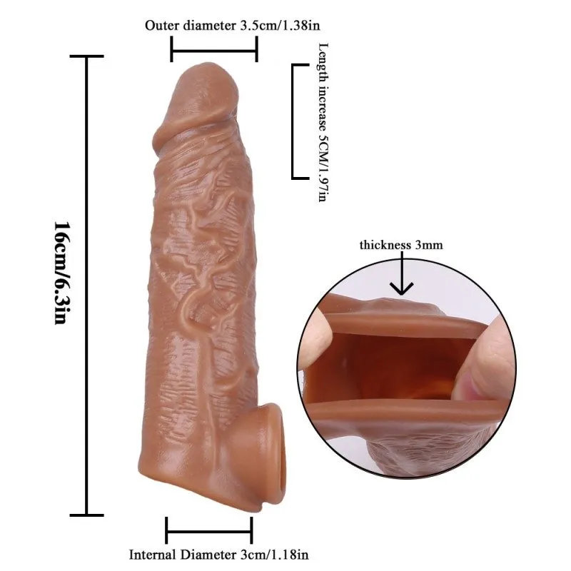 Veined Penis Extension Sleeve – 16 cm Smooth Flesh-Tone Sleeve, 65 g — image 2 of 13