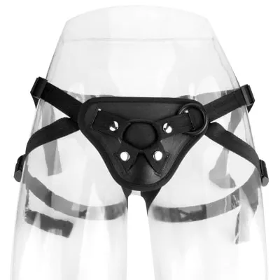 Wearable Strap-On Harness – Black Harness Belt, Four Snap Studs, Harness Only